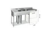 Plonge inox 1 bac et vide dchets avec espace pour lave vaisselle 1800mm